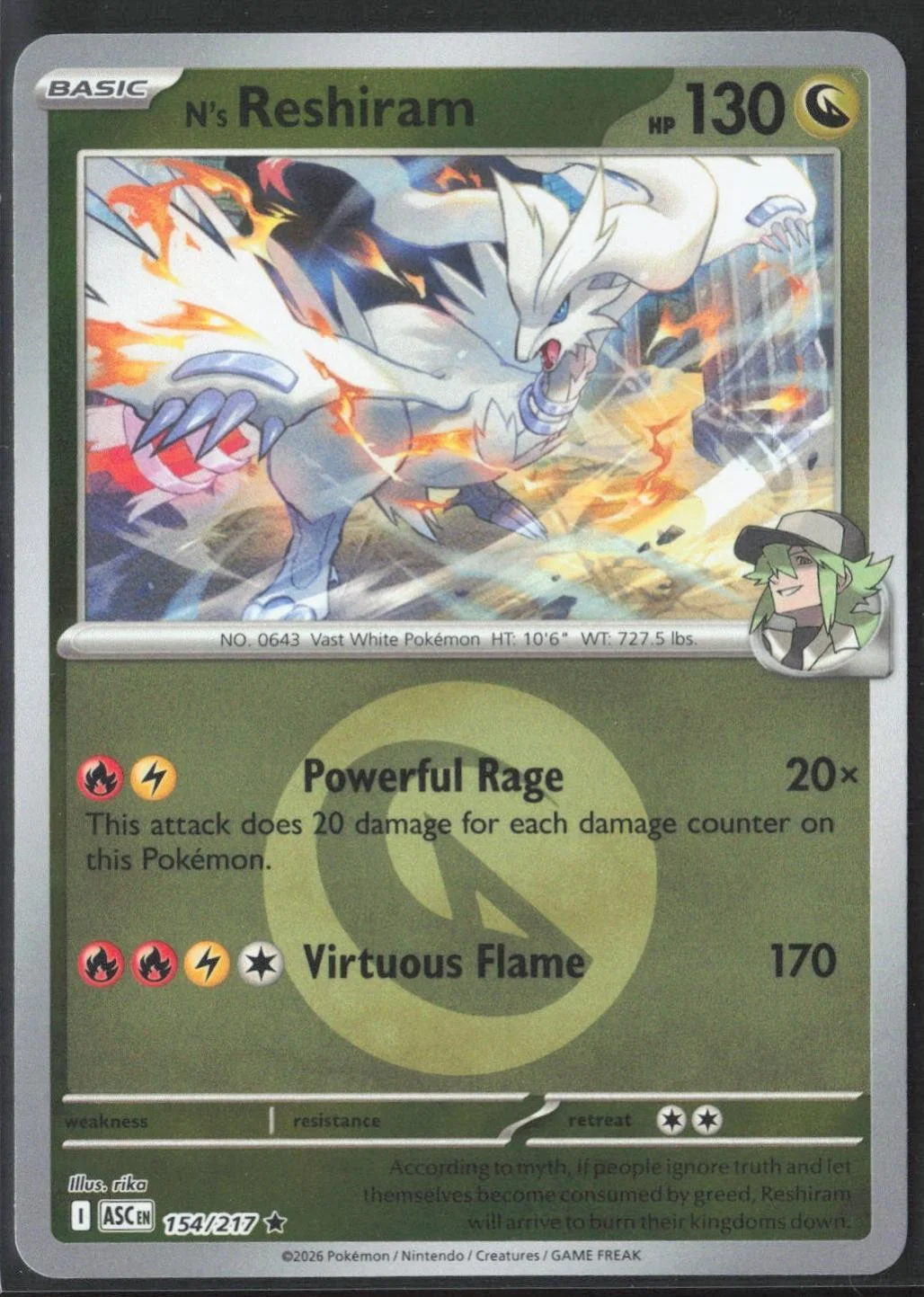 N's Reshiram [Energy] #154 Ascended Heroes — Pokémon Card Price Guide ...